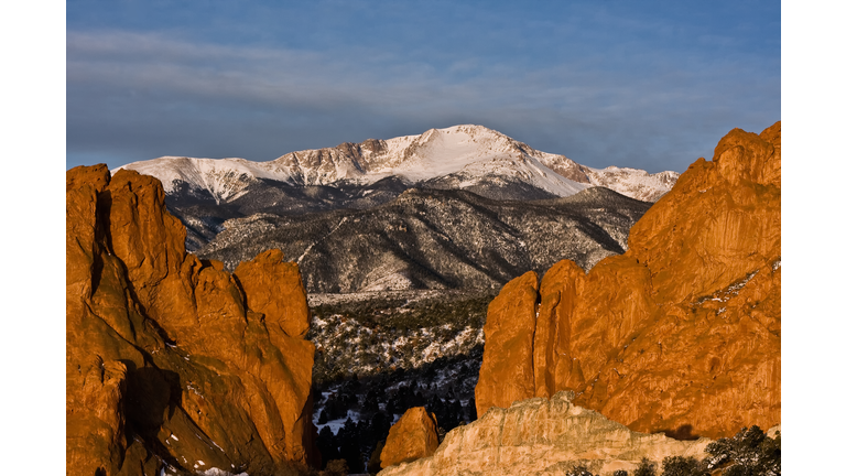 Pikes Peak at Garden of the Gods in Colorado Spr