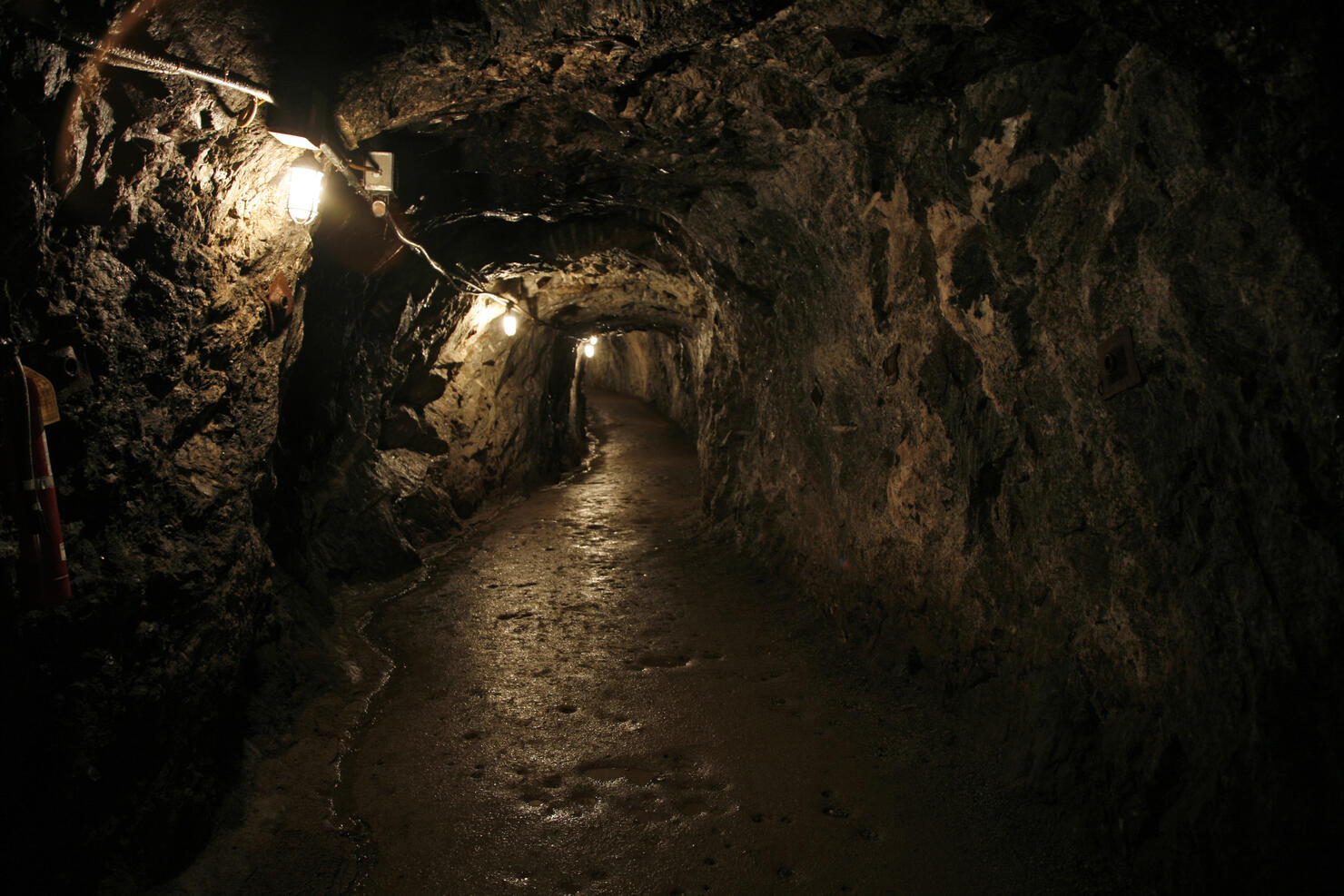Dark and Wet Sterling Hill Mine Tunnel