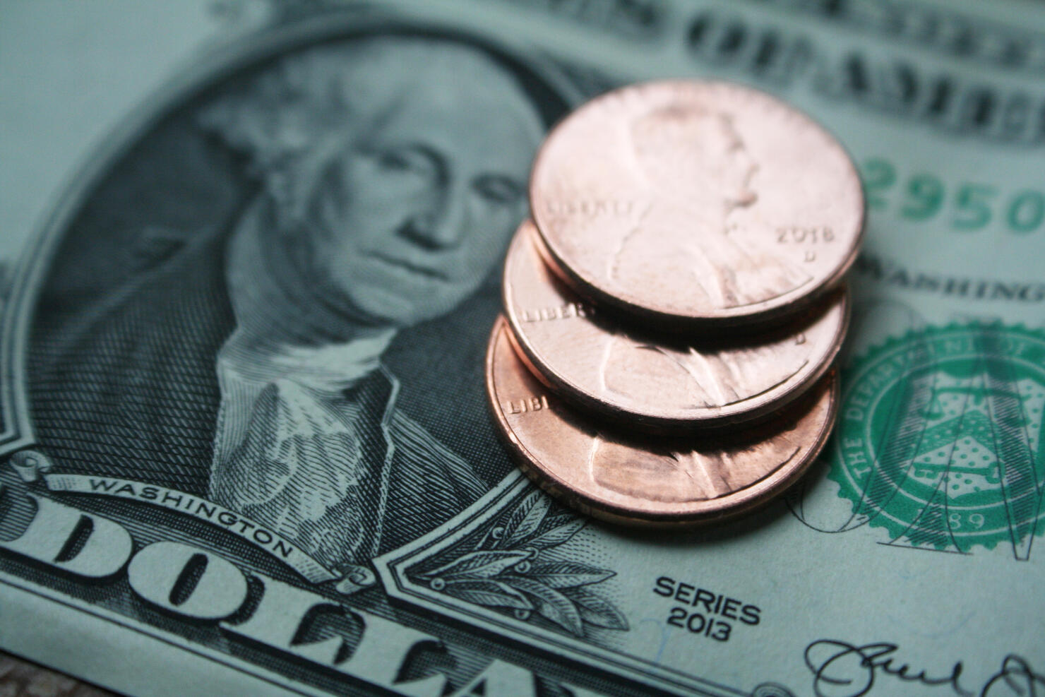 Minimum Wage With Dollar & Pennies High Quality Stock Photo