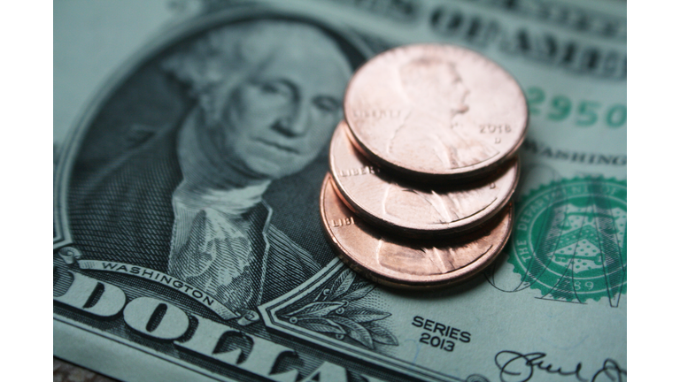 Minimum Wage With Dollar & Pennies High Quality Stock Photo