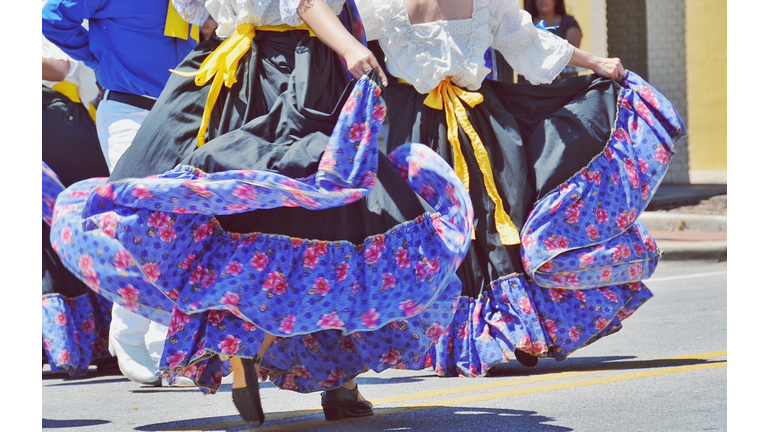 Low Section Of Female Dancers During Cinco De Mayo