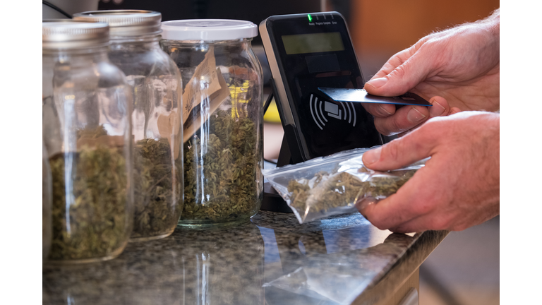 Purchasing legal marijuana at a dispensary