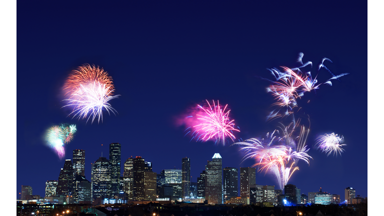 Fireworks in the Houston night sky