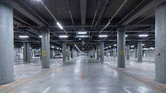 A Woman Gets Her F-250 Truck Stuck In Parking Garage