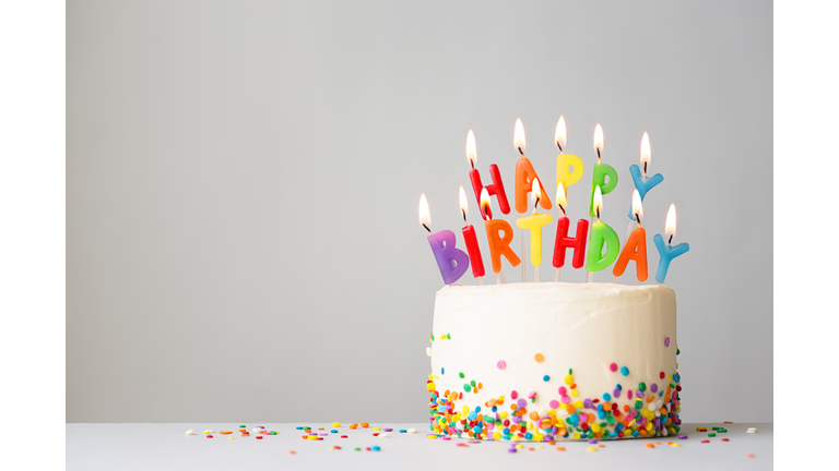 Birthday cake with colorful candles