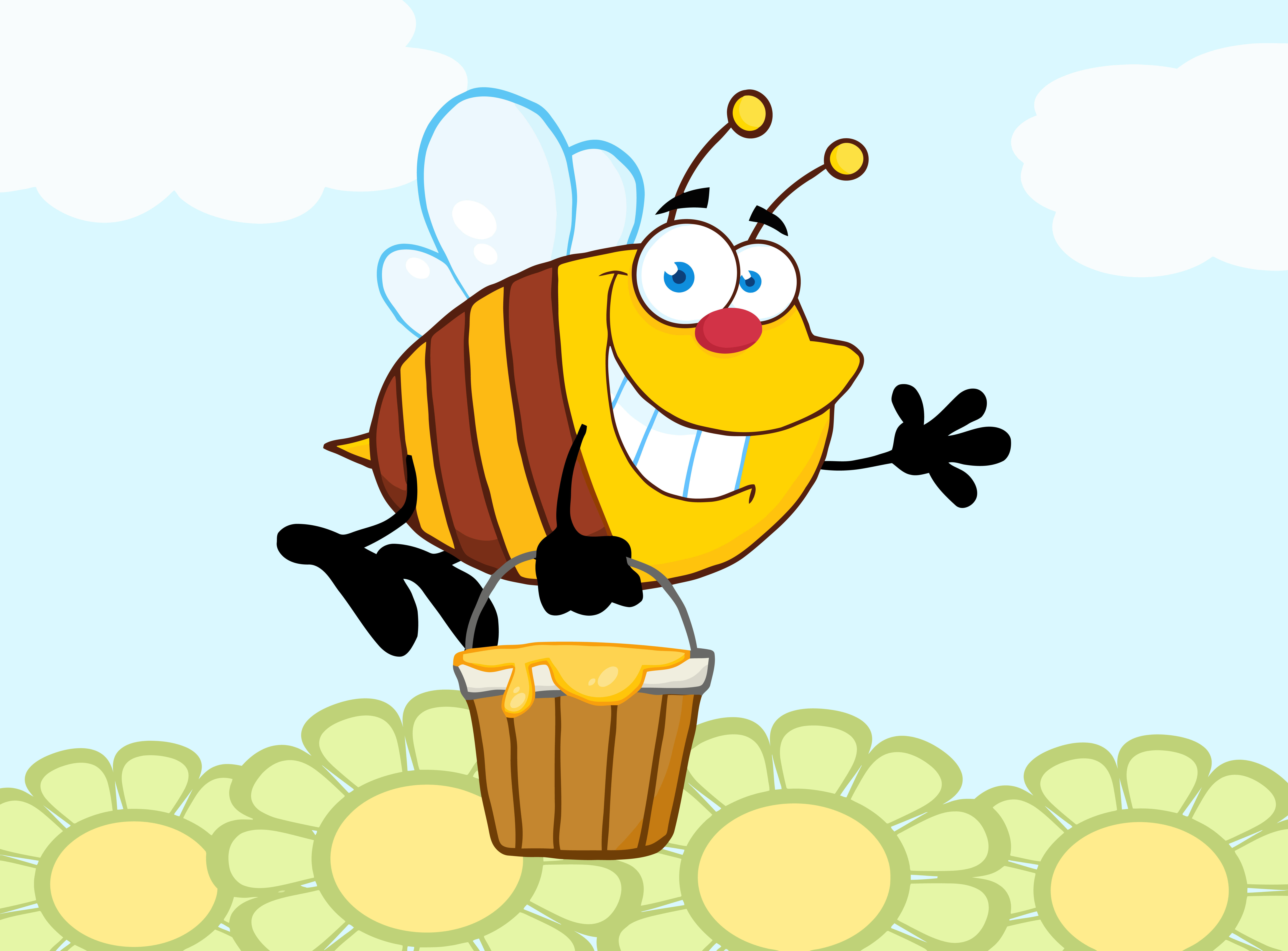 Пока пчелы. Пчелка с ведром меда. Пчела с бочонком. Пчелка с ведром. Пчела с ведром.