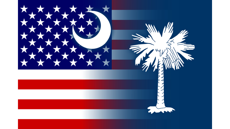 USA and South Carolina State Flag