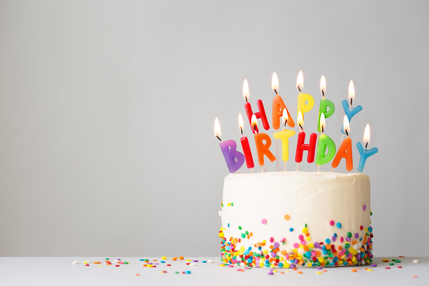 Birthday cake with colorful candles