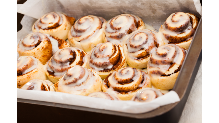 Freshly baked cinnabon buns