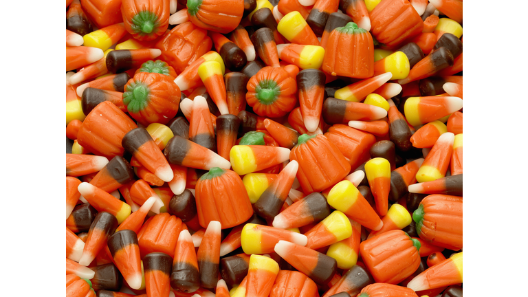 Candy corn and pumpkins