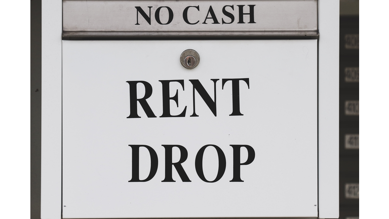 rent drop box representing economic crisis