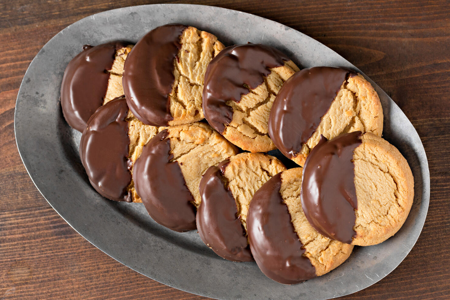 Platter With Chocolate Dipped Peanut Butter Cookies