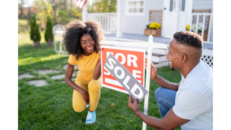 Young couple buying a new house