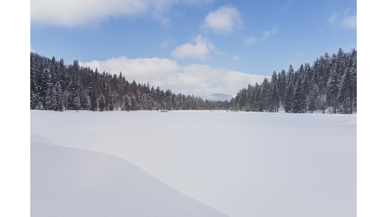 View on snow covered valley.