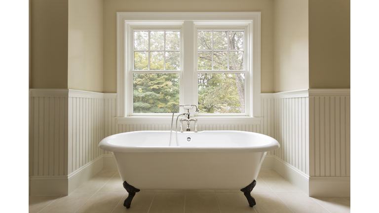 Clawfoot bathtub in custom designed bathroom.