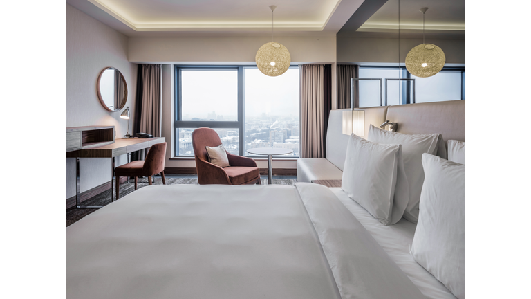 Standard hotel room in a luxury hotel in Moscow