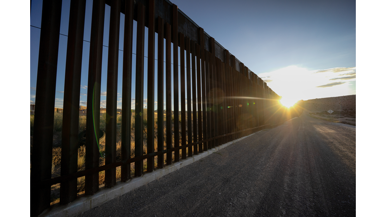 Dramatic Image of the US/Mexico Border Wall at Port Anapra Near El Paso Texas