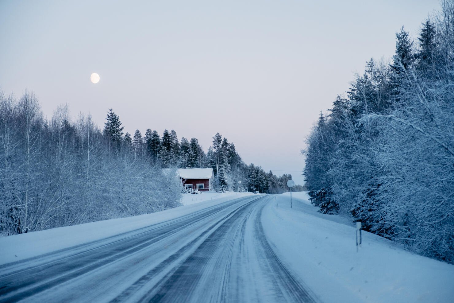Frozen winter road in Finland