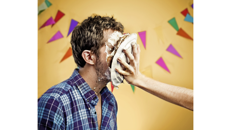 cake on face
