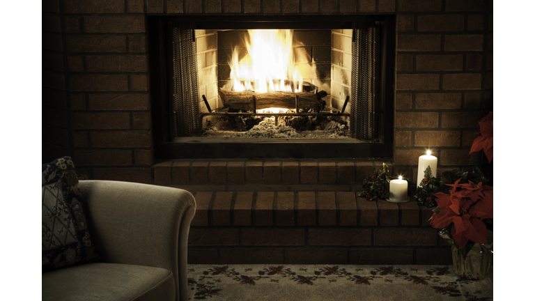 simple livingroom Christmas Fireplace scene