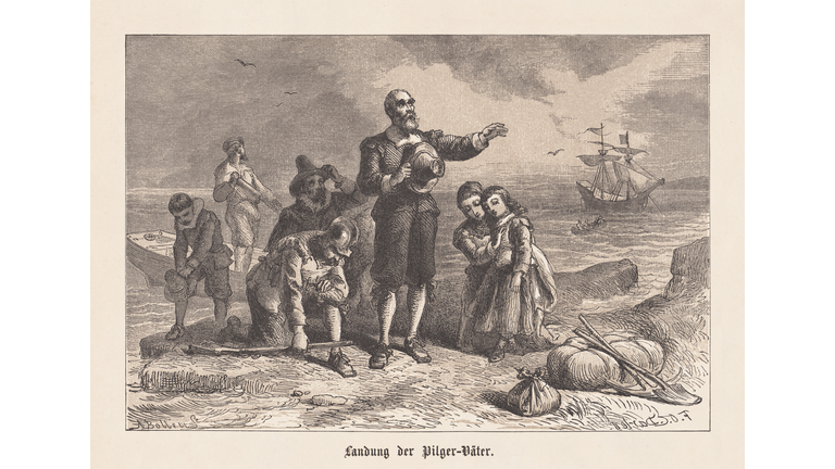 Embarkation of the Pilgrim Fathers in America, 1620, published 1876