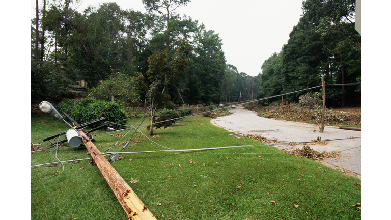 Light Pole Felled by Winds