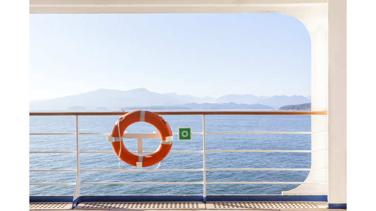 Lifebelt at an outside deck of a cruise ship - Vancouver, Canada