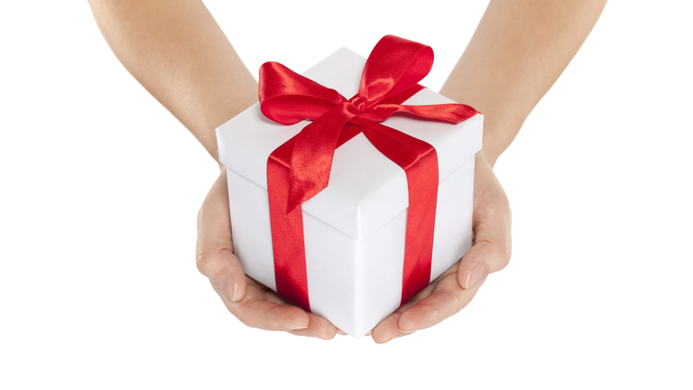 Woman hands holding gift