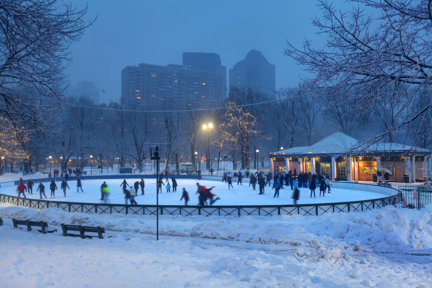 Ice-skating on Frog Pond in the Boston Common