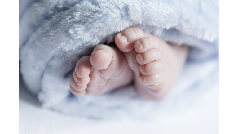 Close up of feet of a newborn baby