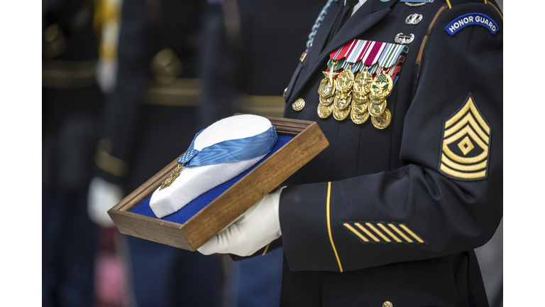 U.S. Army Sergeant holds the Medal of Honor.