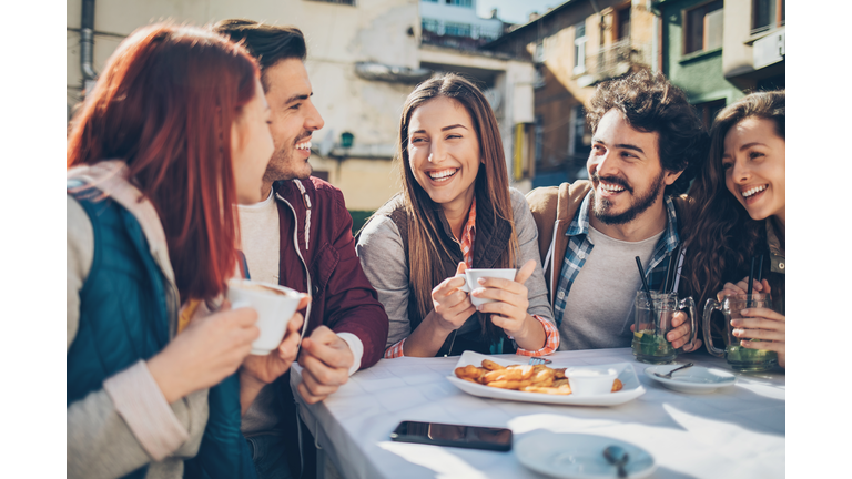 Friends enjoying the warm weather outdoors