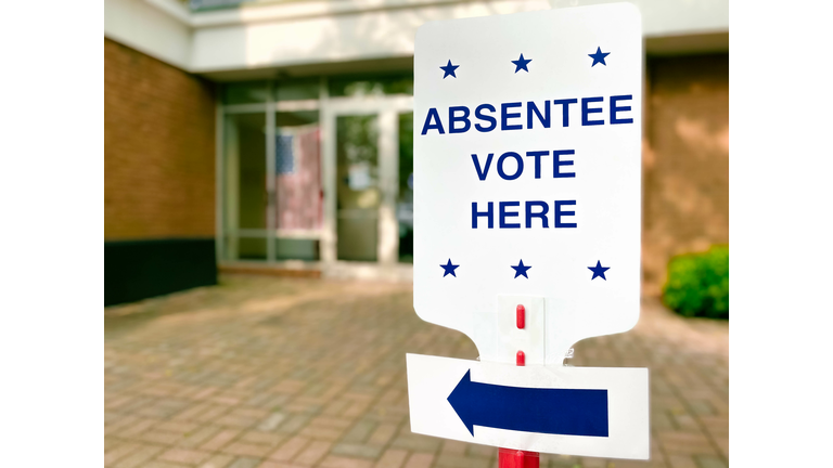 "Absentee Vote Here" Directional Sign