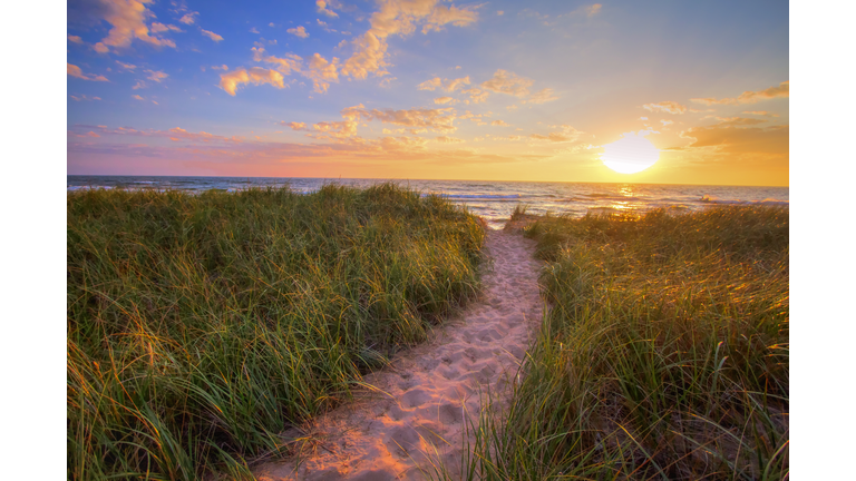 Sunset Beach Path Panoramic Background