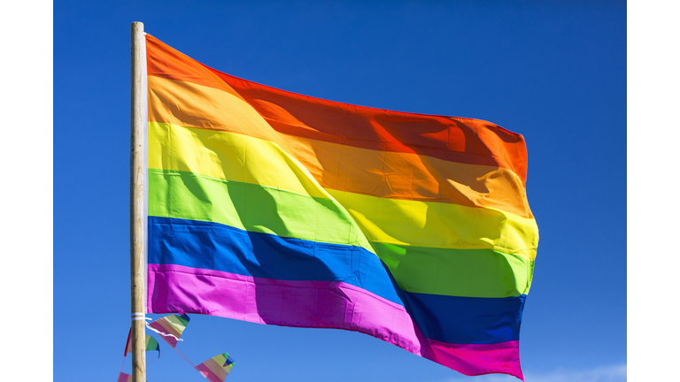 Rainbow flag during gay parade