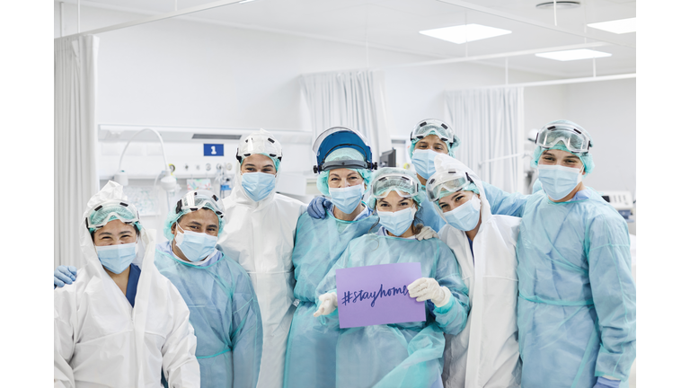 Portrait of Frontline Workers Standing in ICU