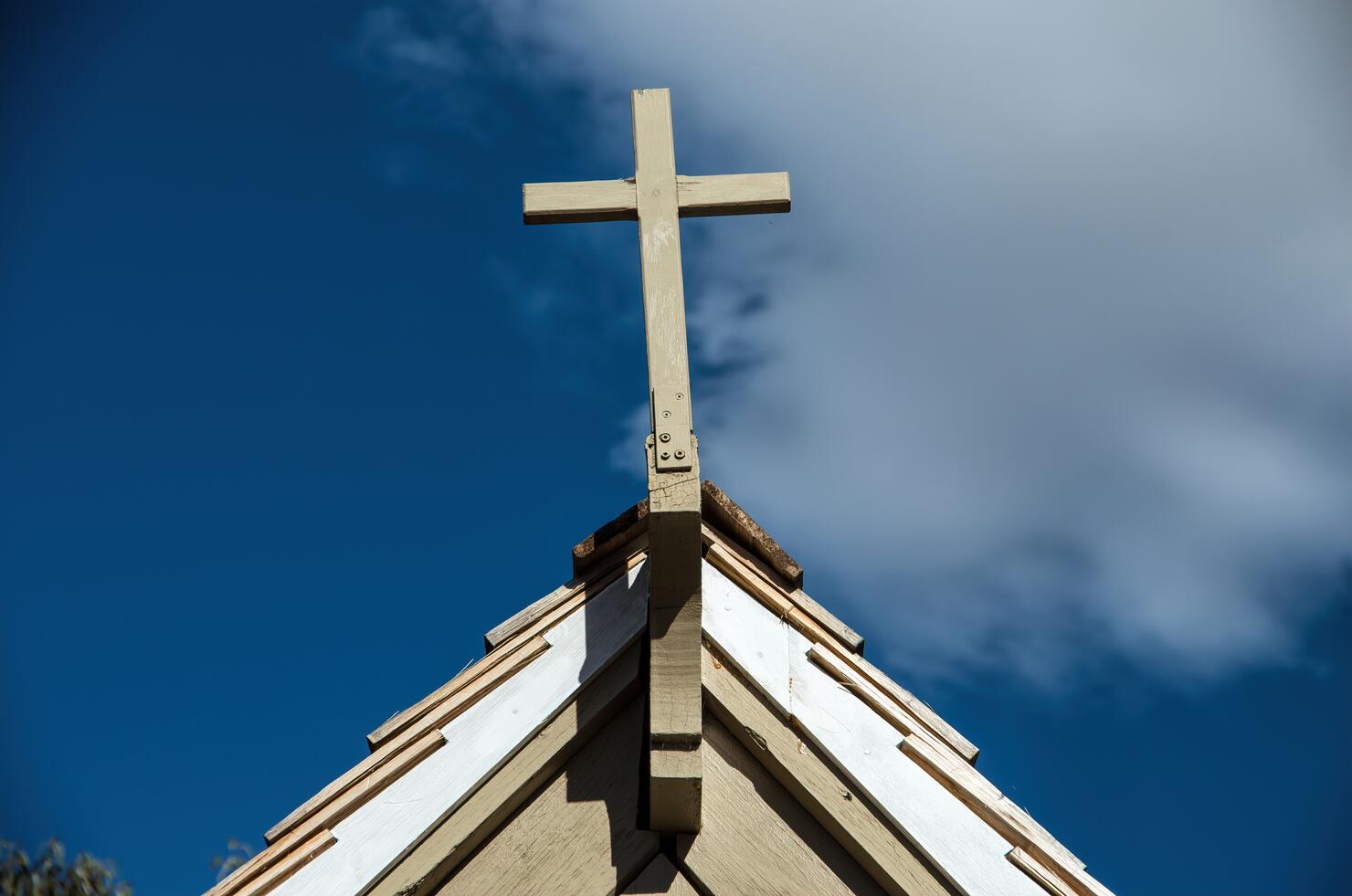 Religious cross on a building's gable