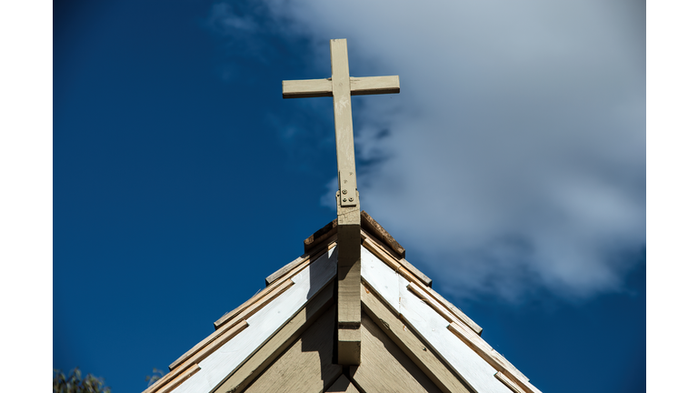 Religious cross on a building's gable