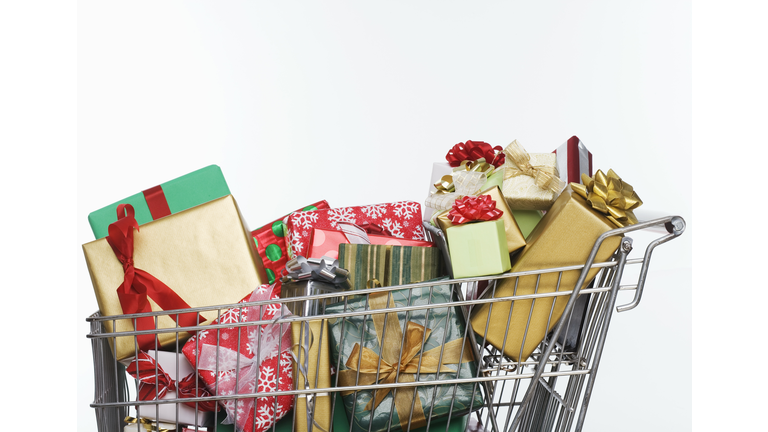 Shopping Cart Full of Christmas Presents