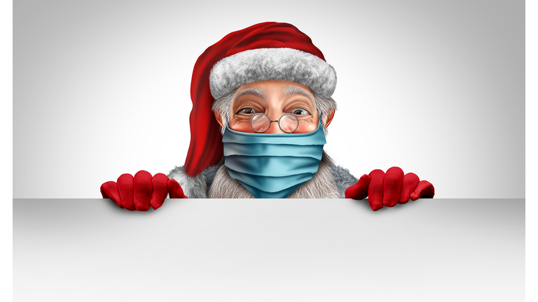 Santa Claus Wearing A Mask Banner