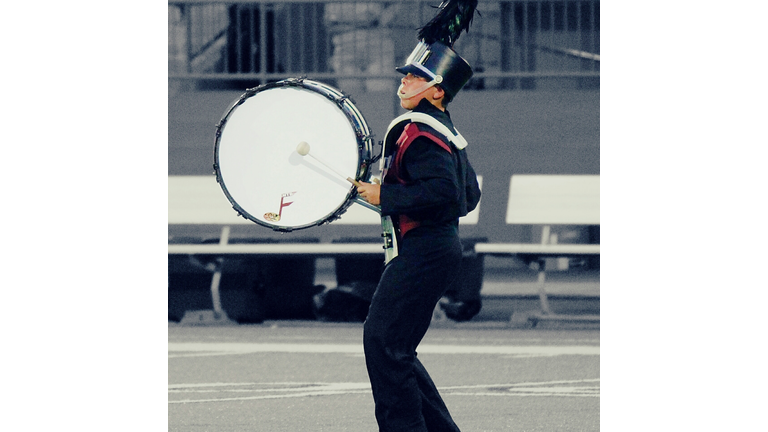 Bass Drum Player In Marching Band