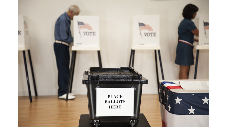 Voters voting in polling place