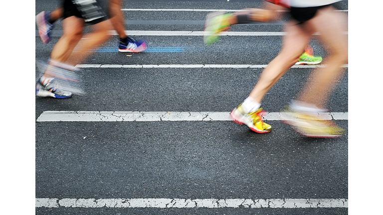 Low Section Of People Running In Marathon