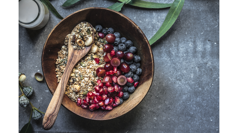 Almond and Amaranth Granola Bowl with Mixed Berries