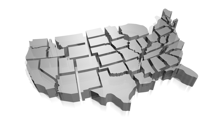 3D United States of America (USA) map