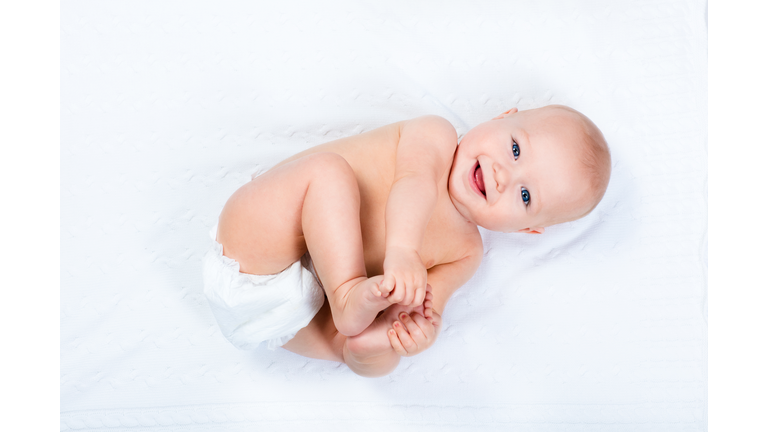 Little baby wearing a diaper