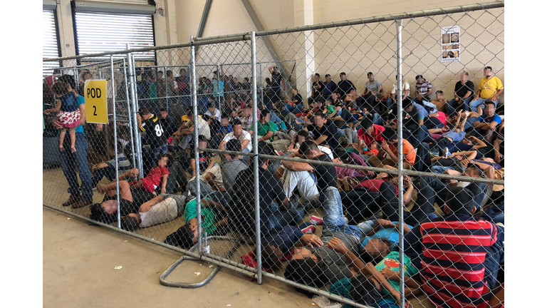 Detained border crossers at the detention center in McAllen Texas.