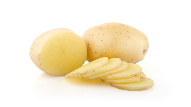 Potatoes and Slices on white