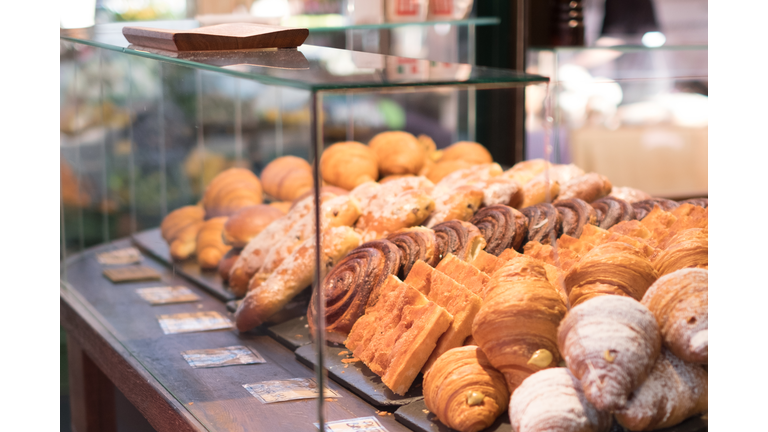 variety mixed bake pastry  - bakery window - pastries