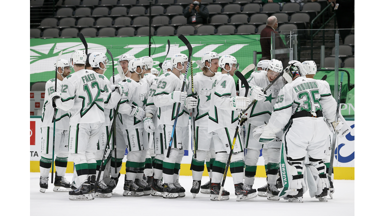  Dallas Stars Celebrate Shootout Win Over Detroit Red Wings